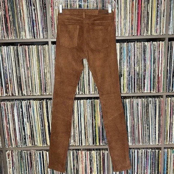 AG Adriano Goldschmied The Suede Legging Ankle Jean in 100% Lamb Leather Size 26 - Picture 7 of 11